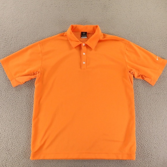 VTG Nike Polo Shirt Mens L Orange Sphere Dry Golf Performance Swoosh Lightweight - Picture 1 of 8
